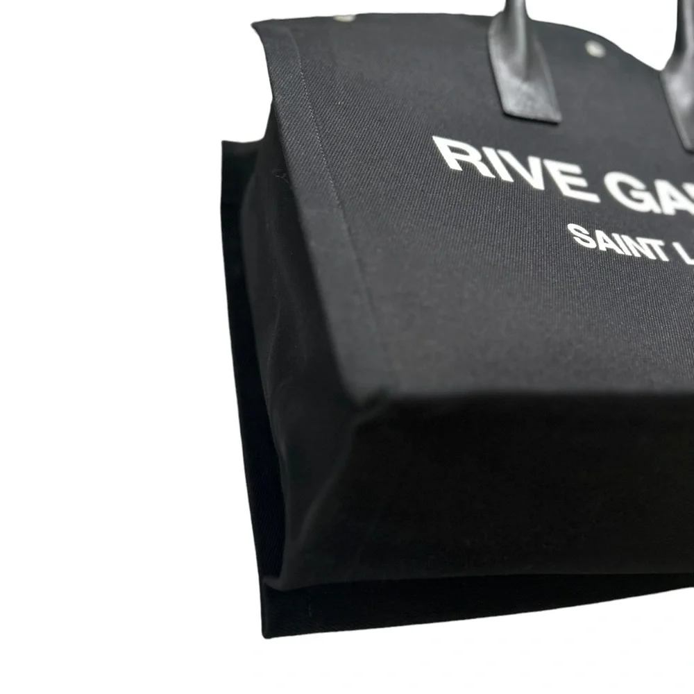 SAINT LAURENT RIVE GAUCHE LARGE BLACK CANVAS TOTE - Picture 15 of 16